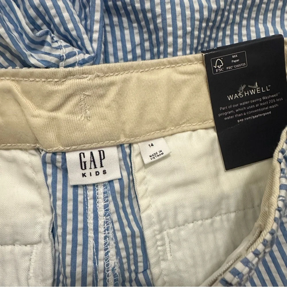 NEW NWT Boys size 14 Gap Seersucker Shorts with Adjustable Waist Gingham